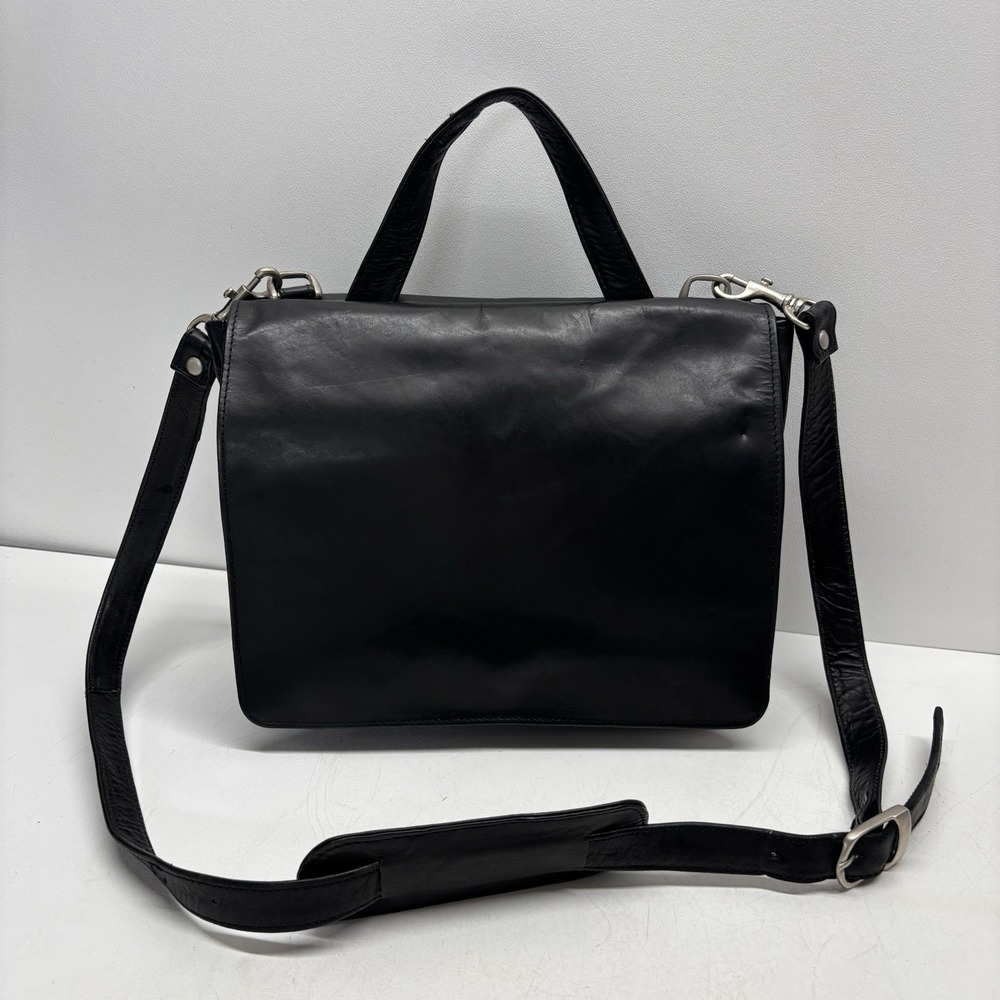 Vintage Wilsons Leather Bag Black Leather Messenger Bag Organizer Career Office - Picture 2 of 16